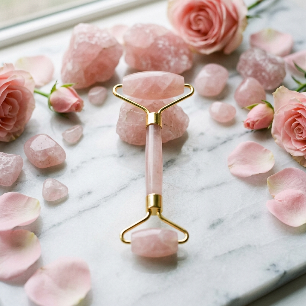 Rodillo Facial de Cuarzo Rosa — Happy Girl